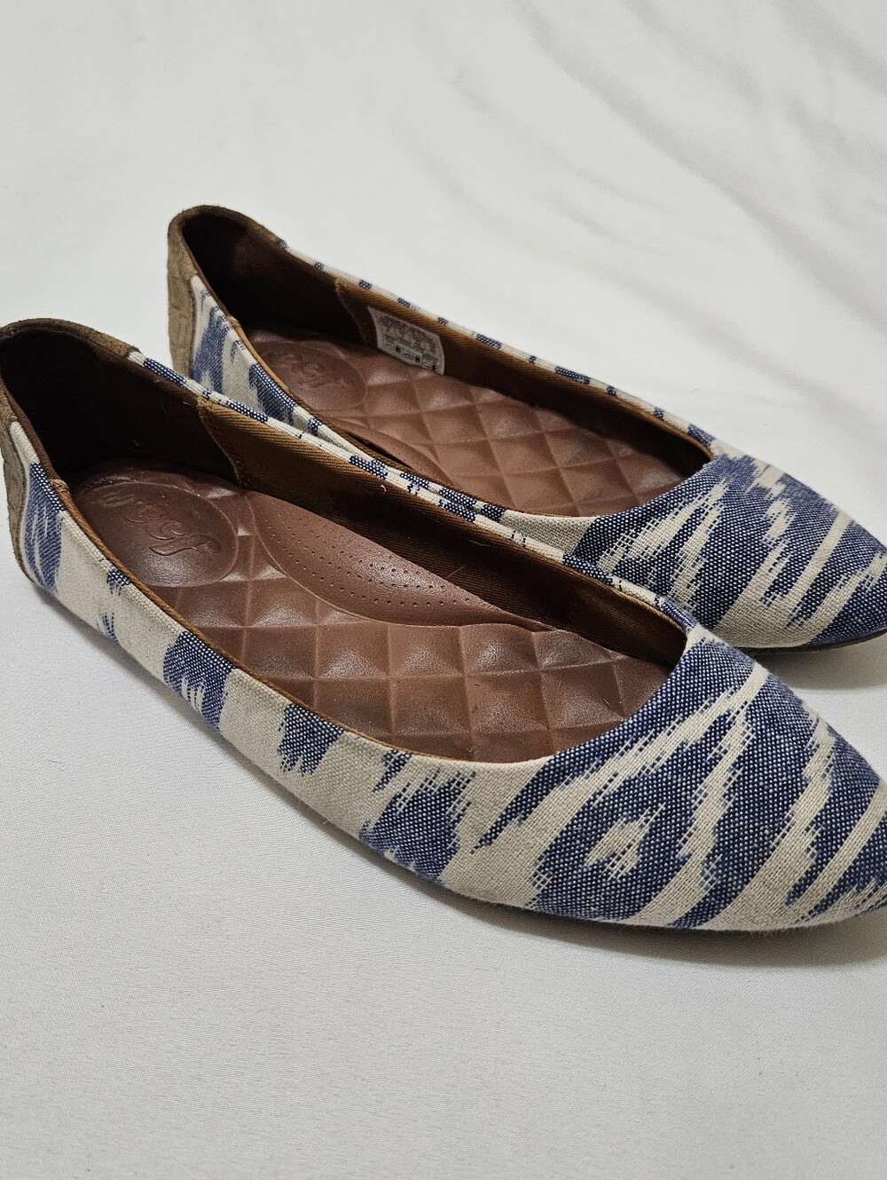 Reef Bochica 2 Canvas Size 9 Blue White Beach Ballet Flats Boho Casual